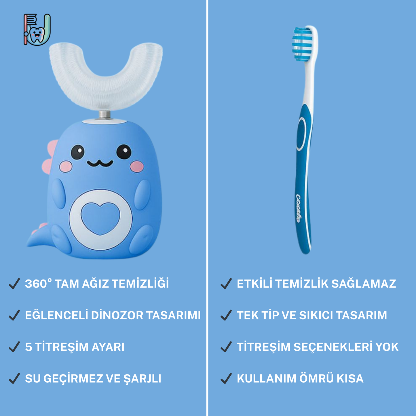 Sonik Titreşimli Çocuk Diş Fırçası